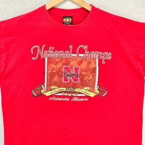 Vintage Nebraska Huskers National Champs 1995 Shirt Mens XL Red 90s TSI